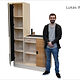 Porträt Lukas Wasser mit seinem Büroschrank als Schreinermeisterstück