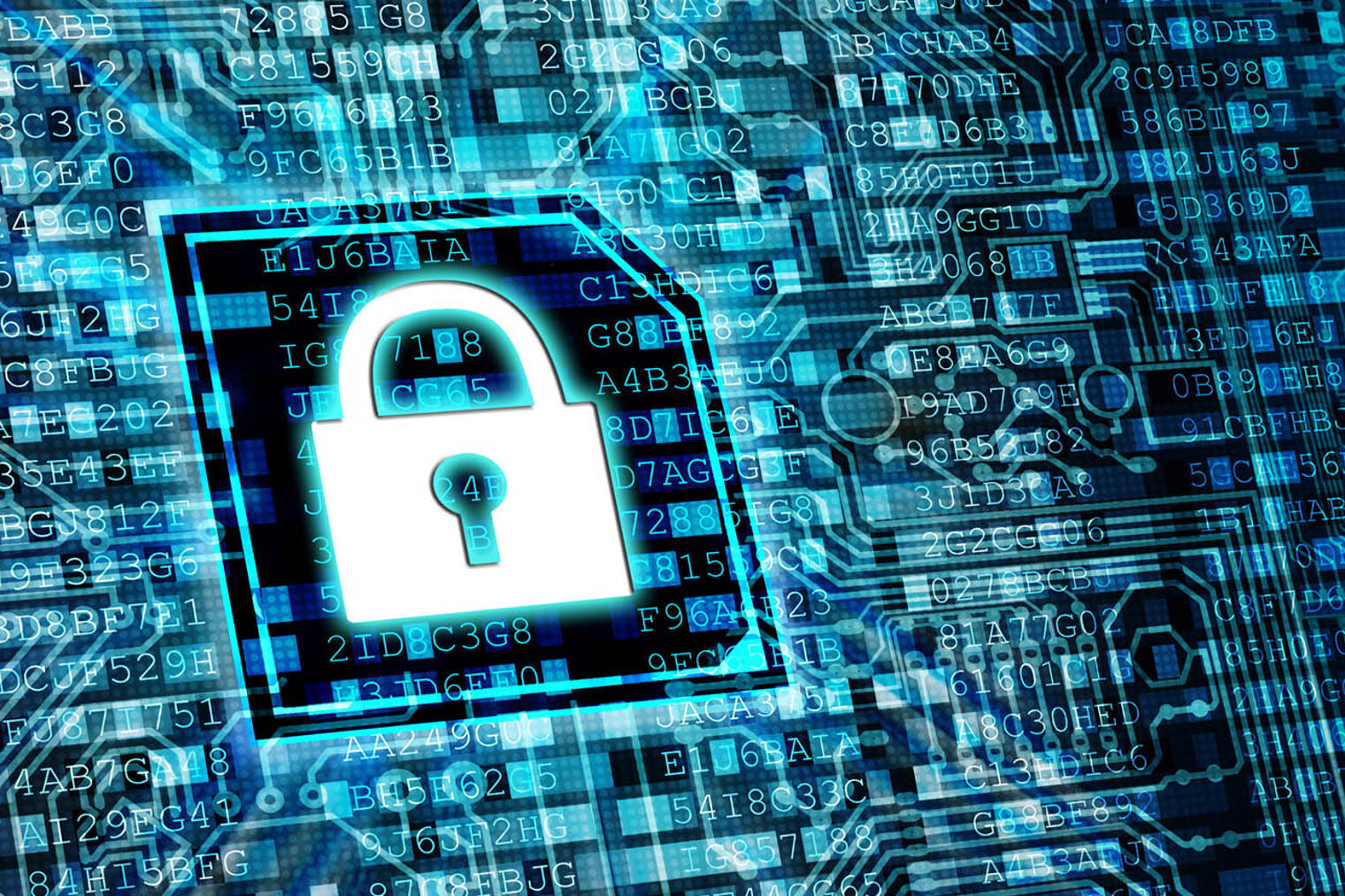 Schloss in blauem elektrischen Netz, Symbolfoto für Digitalisierung