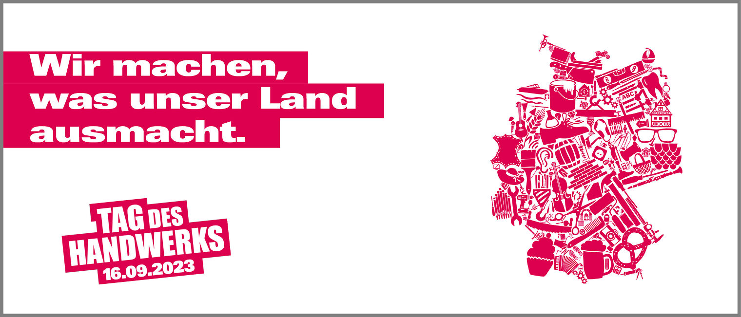 Tag des Handwerks 2023 Collage mit Deutschlandkarte und Schriftzug