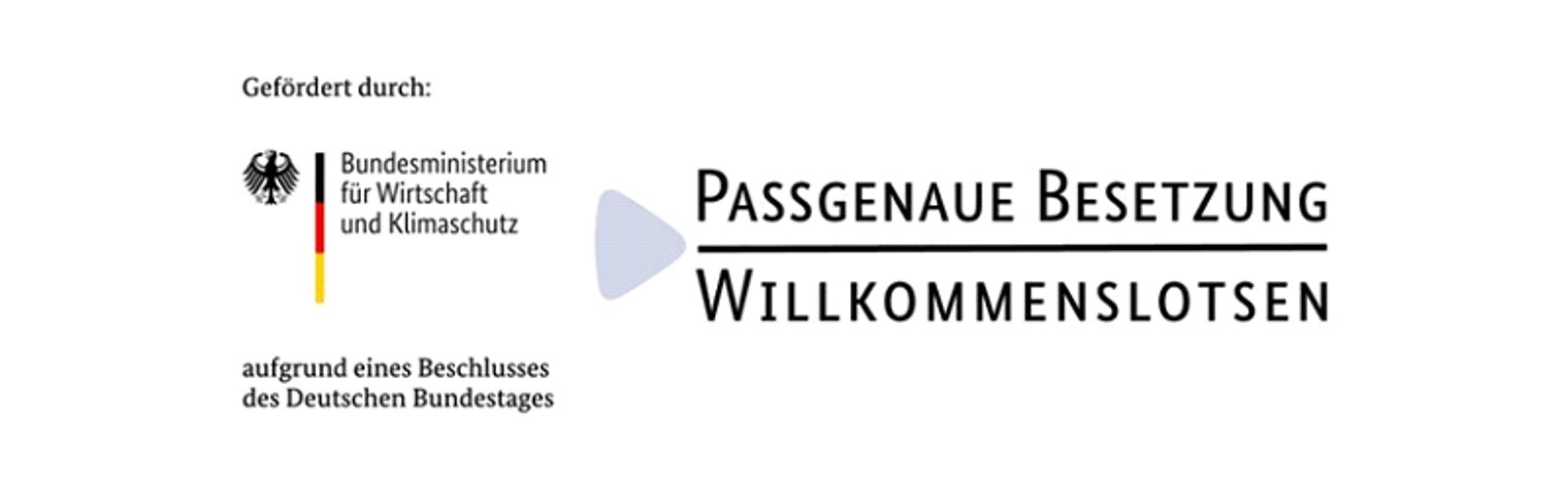 Logo des Bundesprogramm "Passgenaue Besetzung und Willkommenslotsen", Bundesministerium für Wirtschaft und Klimaschutz