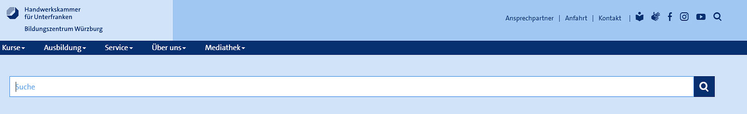Screenshot der Suche auf www.bildungszentrum-wuerzburg.de