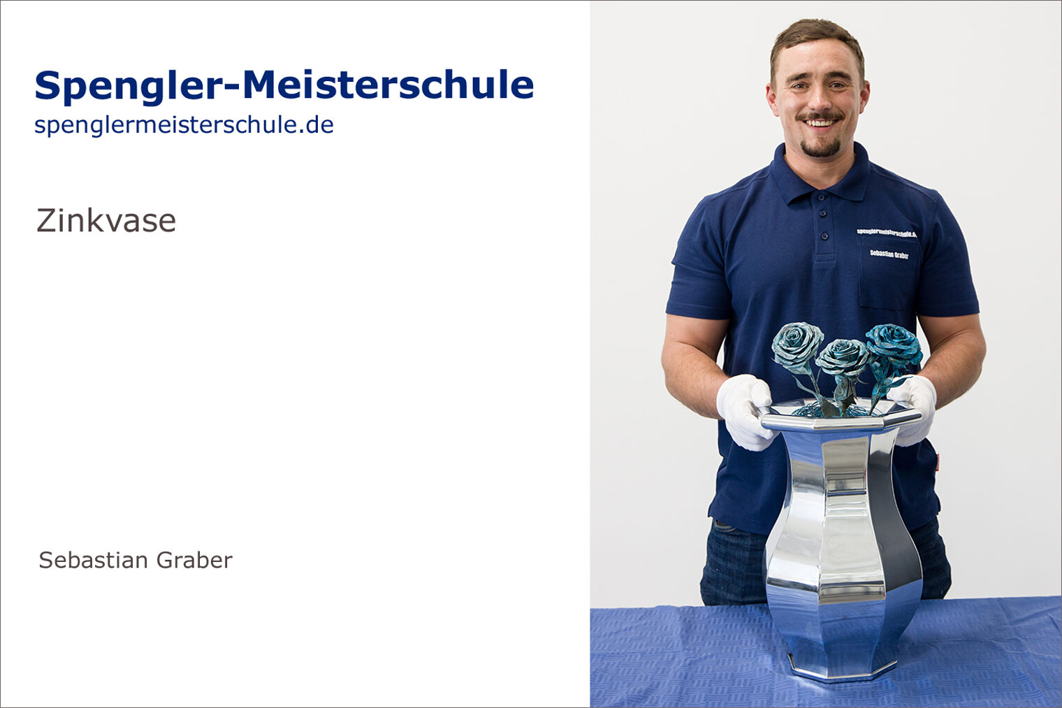 Portrait Sebastian Graber mit seinem Spengler-Meisterstück