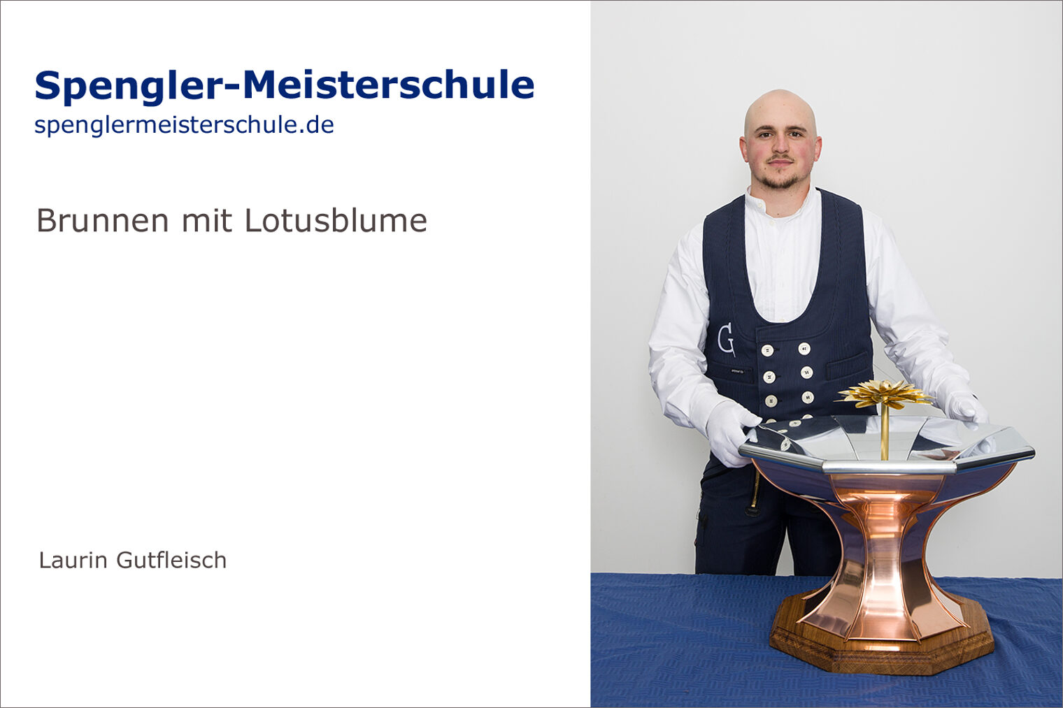 Portrait Laurin Gutfleisch mit seinem Spengler-Meisterstück
