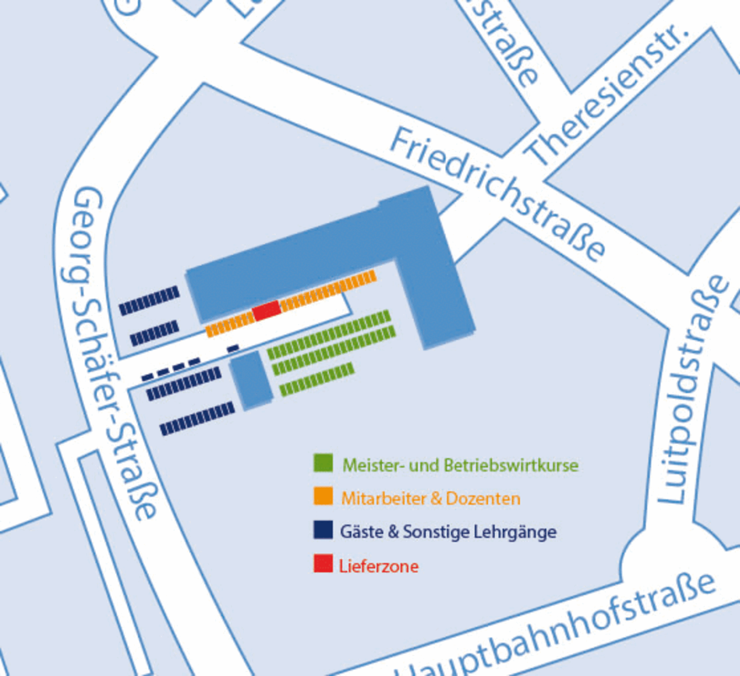 Parkplatzübersicht der Fahrzeugakademie